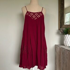 Entro burgundy wine lace babydoll dress medium